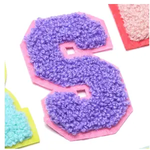 Customized capital alphabet character letter embroidery patch, chenille initial embroidered patch badge label emblem toothbrush
