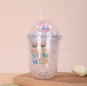 Tasse <span class=keywords><strong>en</strong></span> plastique créative à double couche de licorne Tasse à boisson <span class=keywords><strong>en</strong></span> paille d'été de dessin animé haute apparence pour garçons et filles pour enfants - Product Image 6