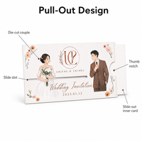 Invitaciones de Boda de Lujo con Estampado en Relieve Personalizado, Tarjetas de Papel Minimalistas con Diseño Recortado, Impresión Exquisita de Nombre y Fecha Personalizados