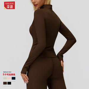 Veste zippée à col montant pour femme Disko Sport EWT5502, doublure polaire chaude, veste de fitness et de yoga, coupe ajustée, couleur unie - Product Image 4