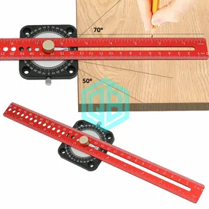 Woodworking Scriber Compass Angle Scoring Ruler Adjustable T-type Ruler Aluminum 360 Angle Marking Gauge DIY Measuring Tools