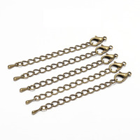 Lot de 20 fermoirs mousquetons à chaîne allongée de 50-70 mm, connecteurs de chaînes métalliques pour bracelets et bijoux DIY - Vente en gros