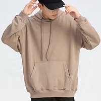 Sweat-shirts à capuche unisexes surdimensionnés en coton biologique 100% de haute qualité, 460g, motif uni, logo personnalisé en gros