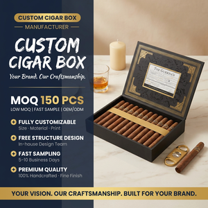 Cigar Accessories Supplier Cigar accessories supplier custom print dominican gold cigar humidor with hinged lid - Product Image 1