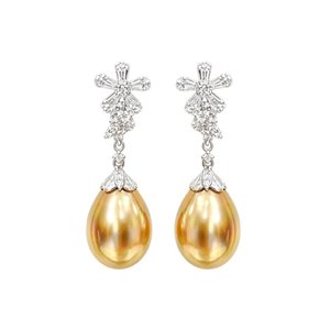 Plateau à boucles d'oreilles de luxe en or massif 18 carats véritable, poli miroir, serti de diamants naturels transparents, pour incrustation de perles personnalisée - Product Image 2