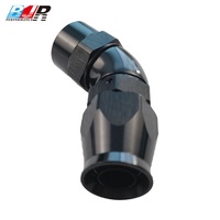 BJR Raccord de tuyau en aluminium haute pression à surface lisse pour pièces de course, 45 degrés, AN4 AN6, pour ligne de carburant PTFE à débit total