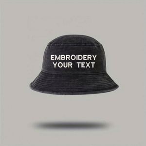 Custom Embroidered Bucket <b>Hat</b> Adjustable Cotton Outdoor <b>Sun</b> Protection Cap for <b>Men</b> Women Hand Drawn One Piece MOQ for Cycling - Product Image 3