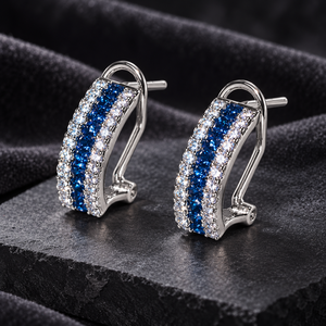 Orecchino a polsino geometrico blu da donna, design semplice, accessori per l'orecchio da indossare tutti i giorni - Product Image 3