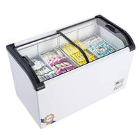 Congélateur horizontal commercial d'occasion en acier inoxydable avec vitrine à crème glacée, refroidissement direct et contrôle numérique pour usage commercial