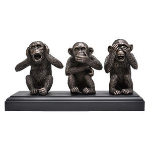 Escultura clásica de <span class=keywords><strong>Tres</strong></span> <span class=keywords><strong>Monos</strong></span> <span class=keywords><strong>Sabios</strong></span> de bronce de tamaño real artesanal de metal a la venta - Product Image 5