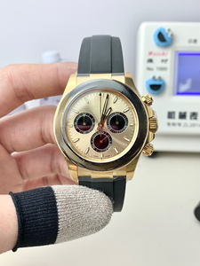 Reloj cronógrafo automático de dos tonos para hombre, esfera negra y dorada, bisel de cerámica, luminoso, resistente al agua hasta 10 ATM, acero inoxidable, informal, de negocios - Product Image 6