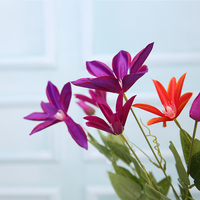 Fleurs artificielles réalistes de qualité supérieure, 3 têtes de clématites sur un seul tige, pour la décoration de la maison, les bouquets de mariée, les arrangements de vases