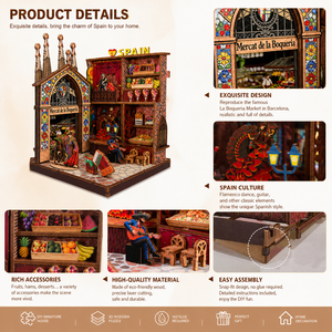 Kit de Rompecabezas de Madera DIY Miniatura BookNook Escena Urbana de España con Luz LED, Decoración para Estantería, Regalo para Adolescentes y Adultos, Alivio del Estrés - Product Image 5