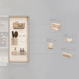 أرفف حمام بلاستيكية حديثة صناديق تخزين مضيئة ألواح مثقبة رفوف معلقة للمروحة مقاومة للماء قابلة للتعديل للفنادق - Product Image 3