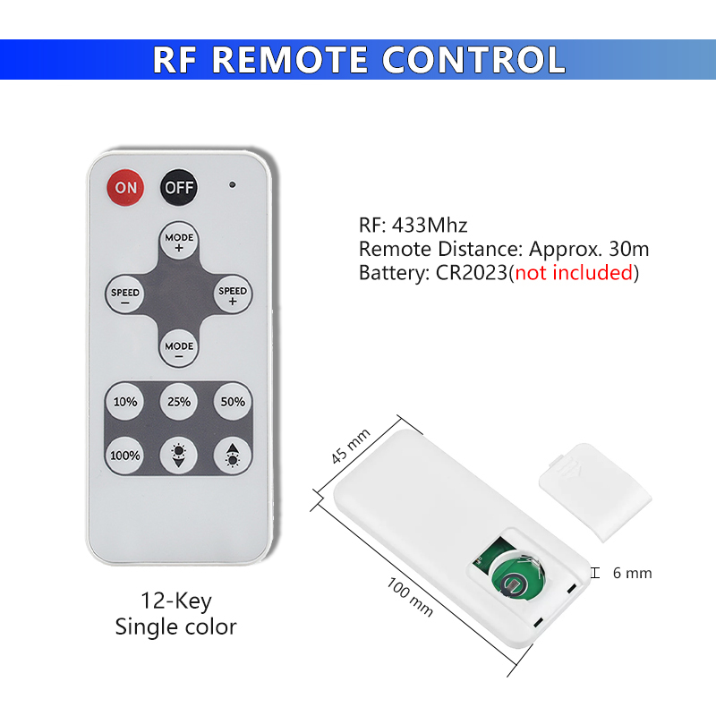 Mini LED Funk-Controller Dimmer Schalter DC 5 ~ 24V für RF Wireless Mini LED Funk-Controller Dimmer Schalter DC 5 ~ 24V für RF Wireless