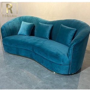 Canapé en velours bleu de luxe léger, design moderne italien, de bonne qualité, pour salon - Product Image 3