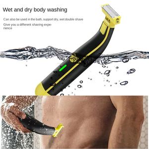 Afeitadora eléctrica facial y corporal para hombres, recortadora lavable para Barba y cuerpo, maquinilla de afeitar eléctrica con <span class=keywords><strong>bola</strong></span> <span class=keywords><strong>seca</strong></span> y húmeda, máquina de afeitar facial recargable - Product Image 3