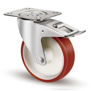 Ruedas de Transporte para Equipos Cinematográficos de Larga Duración, de 3, 4, 5, 6 y 8 Pulgadas, con Centro de Poliuretano <span class=keywords><strong>Rojo</strong></span> y Freno de Nylon - Product Image 1