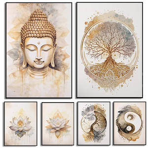 Arte islámico moderno, impresiones <span class=keywords><strong>de</strong></span> flores <span class=keywords><strong>de</strong></span> loto del árbol <span class=keywords><strong>de</strong></span> <span class=keywords><strong>la</strong></span> <span class=keywords><strong>vida</strong></span>, póster artístico <span class=keywords><strong>de</strong></span> pared en lienzo ecológico impermeable para decoración del hogar y sala <span class=keywords><strong>de</strong></span> estar - Product Image 2