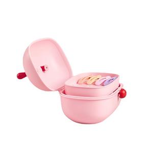 Caja de almacenamiento de accesorios para el cabello de color rosa para niños, organizador de escritorio de 3 niveles para pinzas y bandas para el cabello, set de regalo - Product Image 1