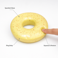 Grand jouet squishy en forme de donut, à remontée lente, imprimé moucheté, jaune, en forme d'anneau, anti-stress, cadeau de bureau