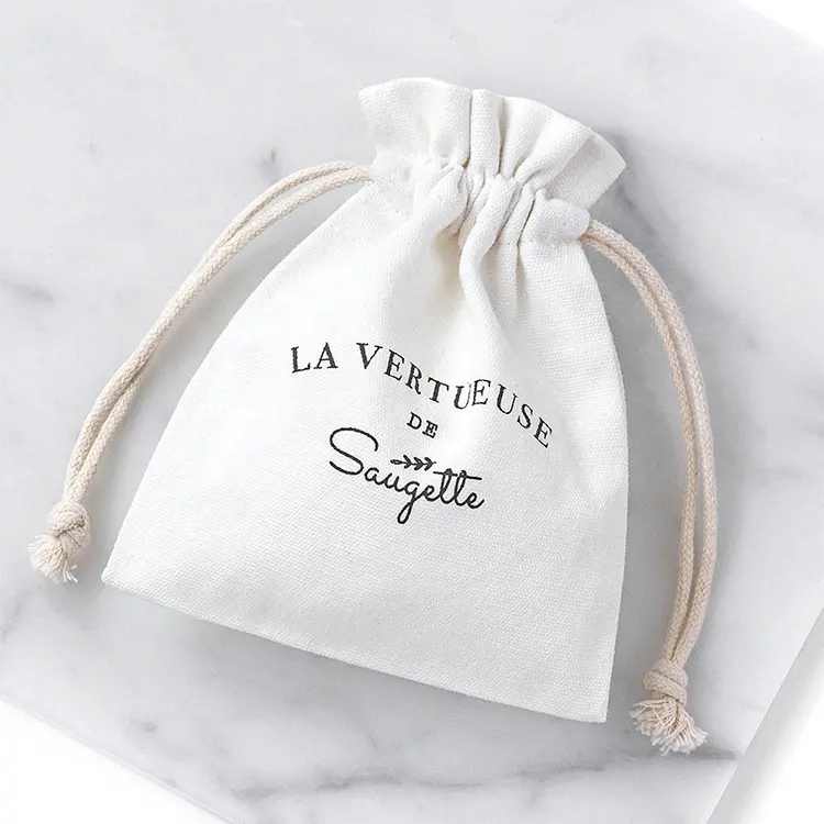 Sacchetti personalizzati in cotone con coulisse borsa riutilizzabile Eco Friendly in bianco piccola borsa con coulisse in cotone organico