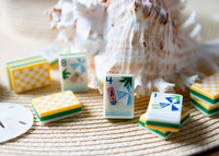 Jeu de tuiles de Mahjong américain, thème Plage Tropicale, en acrylique, tuiles à trois couches, BAM DOT CRAK, lettres anglaises, dos à motif damier, cadeau