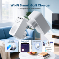 Prise intelligente WiFi Tuya, chargeur GaN 65W, USB type C, charge rapide, prise EU, compatible avec la commande vocale Alexa
