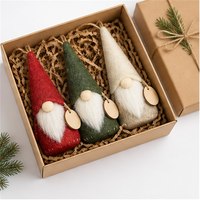 Maßgefertigtes Skandinavisches Filz-Weihnachtswichtel-Ornament-Set Rot-Grün Nordische Feiertagsbaum-Dekoration Geschenk