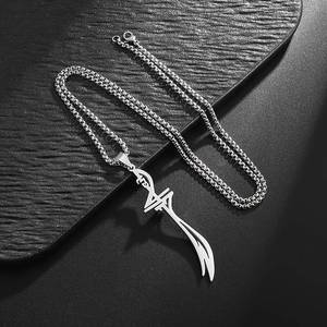 Collar de Acero Inoxidable con Espada Alada de Jade Primordial de Xiao de <span class=keywords><strong>Genshin</strong></span> <span class=keywords><strong>Impact</strong></span>, Collares de Anime para Fanáticos, Joyería de Cosplay - Product Image 3