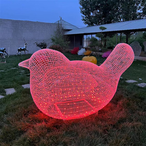 Escultura de pájaro hueco de acero inoxidable, decoración de jardín para exteriores, figura de animal hecha a mano para montar en el suelo - Product Image 1