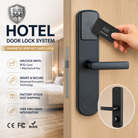 Serrure de porte intelligente pour hôtel en acier inoxydable SUS304, contrôle d'accès par carte magnétique avec logiciel PMS gratuit, 32 ans d'expérience en fabrication OEM directe