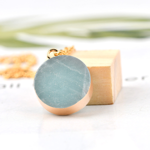 <span class=keywords><strong>Pendentif</strong></span> rond en pierres <span class=keywords><strong>semi</strong></span>-précieuses naturelles, avec <span class=keywords><strong>pendentif</strong></span> rond en acier inoxydable, collier en or véritable 18k, prix d'usine - Product Image 6