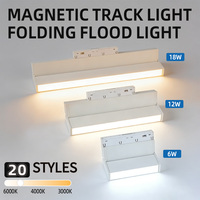 Système de rail magnétique LED linéaire COB en aluminium blanc moderne à 2 fils, pliable, 3 couleurs réglables, encastré, avec lampe de focalisation haute performance