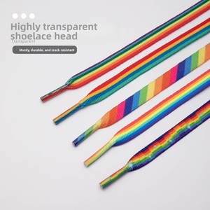 Lacets plats 8 mm à rayures dégradées six couleurs pour chaussures de sport et décontractées, modèle 154, vente en gros transfrontalière - Product Image 1