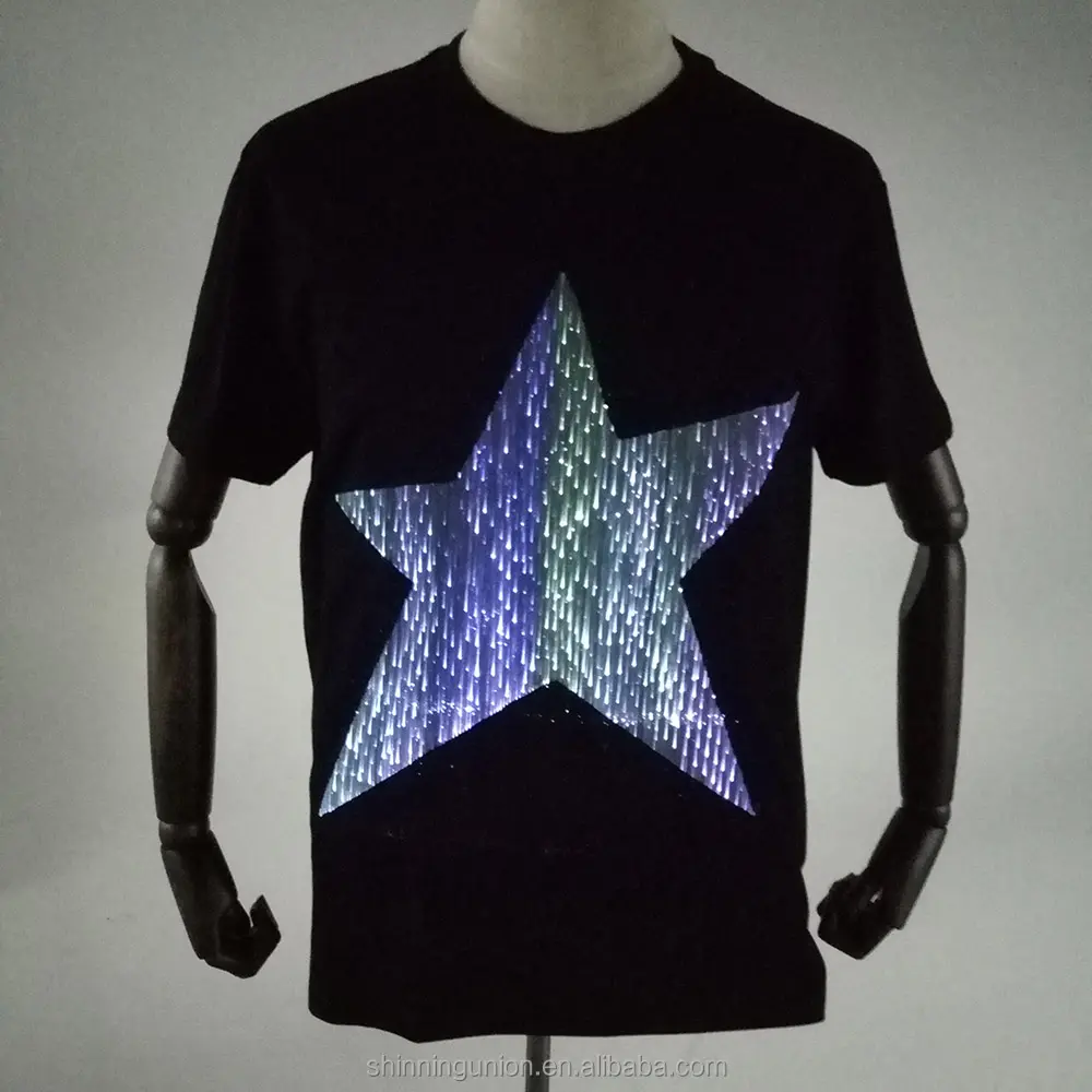 LED-Shirt-Shirt LED-Lichter T-Shirt Männer Rundhals-LED-T-Shirt für Party-Custom-Design Kostüm LED Licht leuchtende T-Shirts