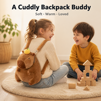 Tas Ransel Beruang Lintas Batas Baru Boneka Kartun Lucu untuk Anak Perempuan Mainan Boneka Super Lembut Hadiah Tas Mainan Hewan Plush Pereda Stres