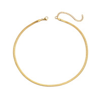 Collier tendance en acier inoxydable plaqué or 18 carats, chaîne serpent plate, étanche, bijoux simples pour femmes, pour un usage quotidien