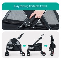 Poussette pliable et réglable pour chiens et chats, légère, à 4 roues, en tissu Oxford, capacité 30 kg, pour petits animaux – Meilleure vente