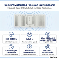 Etiqueta de Silicona 3M UHF RFID, Etiqueta Adhesiva de Papel UHF RFID, Etiquetas Adhesivas para Joyería, Etiquetas Personalizadas RFID