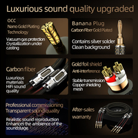 ATAUDIO OCC Câble de haut-parleur HIFi plaqué or Type Banana Y Prise plaquée or en fibre de carbone pour la connexion du moniteur de l'amplificateur de puissance