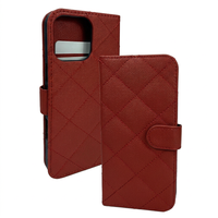 Étui portefeuille en PU à motif diamant pour téléphone, style uni, avec fermeture magnétique, emplacements pour cartes, protection d'objectif surélevée, antichoc