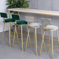 Tabouret de bar moderne de style nordique, luxe léger, en métal, avec dossier haut, pour mobilier de bar, usage commercial, maison, café, cuisine, restaurant, comptoir