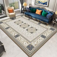 Tapis d'intérieur personnalisé en velours cristal noir et or, motif médaillon, imprimé, antidérapant, doux, pour salon, style vintage floral oriental