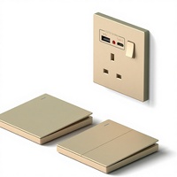 Prise de courant standard britannique avec USB, 13A/20A, charge rapide Type-C, modèle 86, panneau doré, usage industriel et domestique