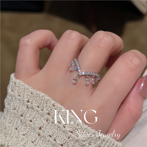 King Silver Jewelry Tassel <b>Ring</b> S925 Sterling Silver Gold Plated <b>Crystal</b> Rhinestone Cocktail <b>Ring</b> Women's Everyday Wear - Product Image 4