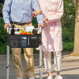 Foldable Walker Basket With Organizer Pockets For Walking Aid Accessories Oxford Material Aluminum Frame Support - Product Image 3
