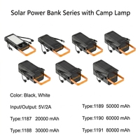 Batterie externe solaire 20000 mAh avec câbles intégrés, Powerbank 50000 mAh, chargeur solaire pour iPhone et téléphones