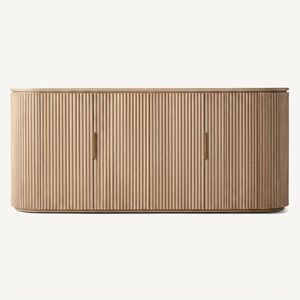 Professional <b>Sideboard</b> American Oak Wood <b>Cabinet</b> 4 Door Storage Unit with Vertical Reeding for High end Living Room - Product Image 3