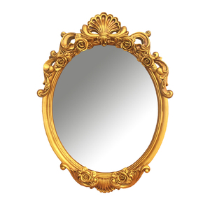 Nhà Máy Bán buôn Antique hình bầu dục tường gương trang trí nội thất cổ điển Baroque <span class=keywords><strong>PU</strong></span> gương đóng khung - Product Image 1